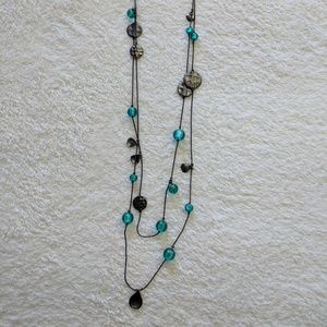 Black & Teal wrapping Necklace